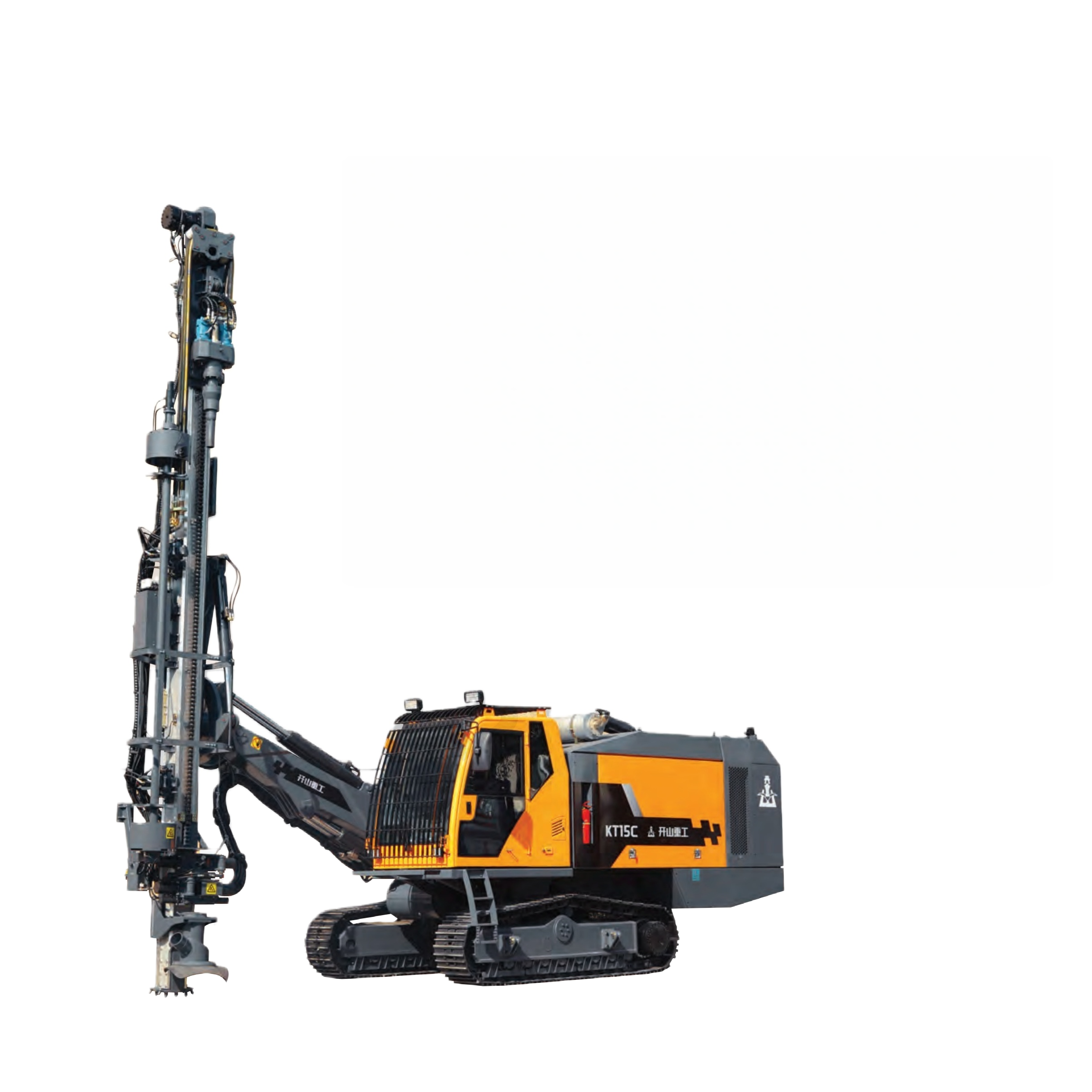 The open-pit DTH drill rig integrates Kaishan Model KT5 DTH drilling system and screw air compressor